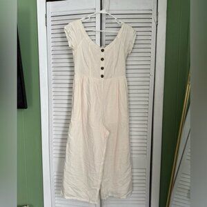 American Eagle Outfitters Cream Capri Jumpsuit